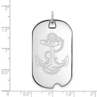 14k White Gold LogoArt US Naval Academy Anchor Large Dog Tag Pendant