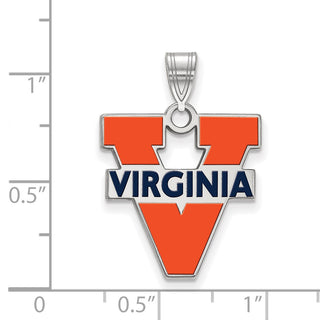 Sterling Silver Rhodium-plated LogoArt University of Virginia Large Enameled Pendant