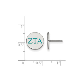 Sterling Silver Rhodium-plated LogoArt Zeta Tau Alpha Sorority Greek Letters Color Enamel Post Earrings SS032ZTA