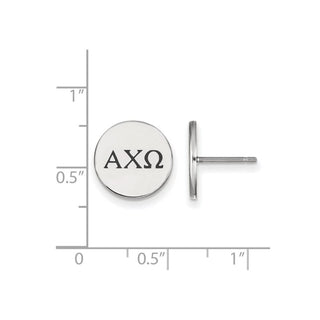 Sterling Silver Rhodium-plated LogoArt Alpha Chi Omega Sorority Greek Letters Black Enamel Post Earrings