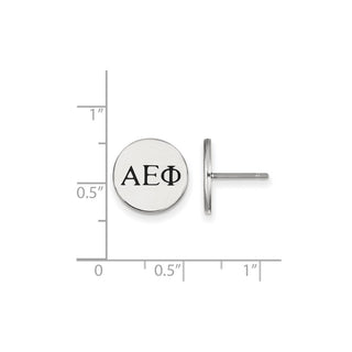 Sterling Silver Rhodium-plated LogoArt Alpha Epsilon Phi Sorority Greek Letters Black Enamel Post Earrings