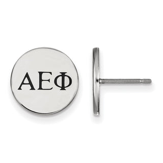 Sterling Silver Rhodium-plated LogoArt Alpha Epsilon Phi Sorority Greek Letters Black Enamel Post Earrings