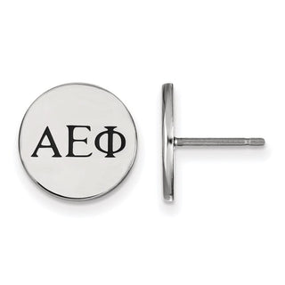 Sterling Silver Rhodium-plated LogoArt Alpha Epsilon Phi Sorority Greek Letters Black Enamel Post Earrings