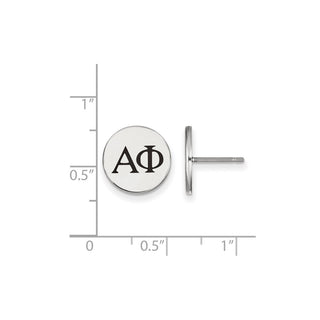 Sterling Silver Rhodium-plated LogoArt Alpha Phi Sorority Greek Letters Black Enamel Post Earrings