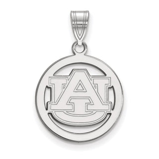Sterling Silver Rhodium-plated LogoArt Auburn University Medium Circle Pendant.
