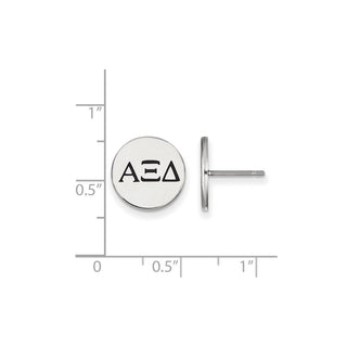 Sterling Silver Rhodium-plated LogoArt Alpha Xi Delta Sorority Greek Letters Black Enamel Post Earrings