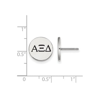 Sterling Silver Rhodium-plated LogoArt Alpha Xi Delta Sorority Greek Letters Black Enamel Post Earrings