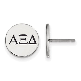 Sterling Silver Rhodium-plated LogoArt Alpha Xi Delta Sorority Greek Letters Black Enamel Post Earrings