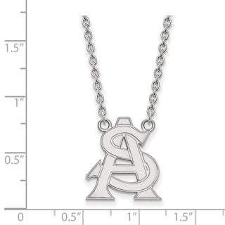 10k White Gold LogoArt Arizona State University A-S Large Pendant 18 inch Necklace