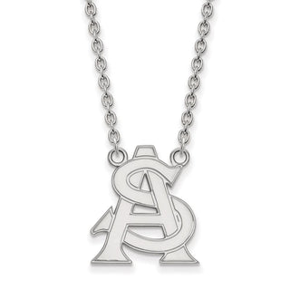 Sterling Silver Rhodium-plated LogoArt Arizona State University A-S Large Pendant 18 inch Necklace