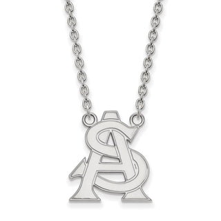10k White Gold LogoArt Arizona State University A-S Large Pendant 18 inch Necklace