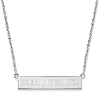 Sterling Silver Rhodium-plated NHL LogoArt St. Louis Blues Small Bar 18 inch Necklace