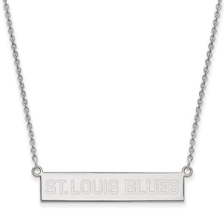 Sterling Silver Rhodium-plated NHL LogoArt St. Louis Blues Small Bar 18 inch Necklace
