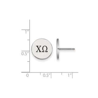 Sterling Silver Rhodium-plated LogoArt Chi Omega Sorority Greek Letters Black Enamel Post Earrings