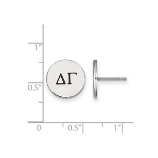 Sterling Silver Rhodium-plated LogoArt Delta Gamma Sorority Greek Letters Black Enamel Post Earrings