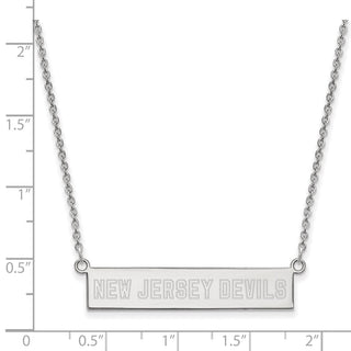 Sterling Silver Rhodium-plated NHL LogoArt New Jersey Devils Small Bar 18 inch Necklace