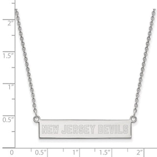 Sterling Silver Rhodium-plated NHL LogoArt New Jersey Devils Small Bar 18 inch Necklace