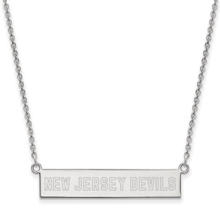 Sterling Silver Rhodium-plated NHL LogoArt New Jersey Devils Small Bar 18 inch Necklace