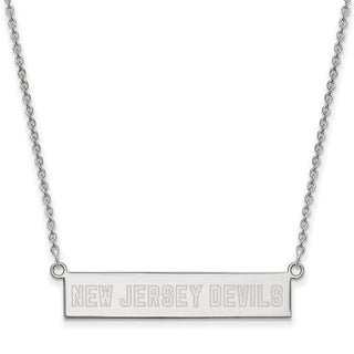 Sterling Silver Rhodium-plated NHL LogoArt New Jersey Devils Small Bar 18 inch Necklace