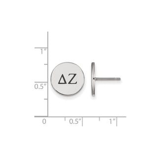 Sterling Silver Rhodium-plated LogoArt Delta Zeta Sorority Greek Letters Black Enamel Post Earrings