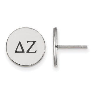Sterling Silver Rhodium-plated LogoArt Delta Zeta Sorority Greek Letters Black Enamel Post Earrings