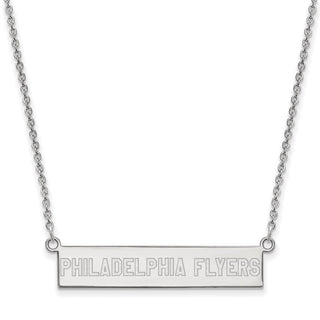 Sterling Silver Rhodium-plated NHL LogoArt Philadelphia Flyers Small Bar 18 inch Necklace