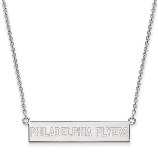Sterling Silver Rhodium-plated NHL LogoArt Philadelphia Flyers Small Bar 18 inch Necklace