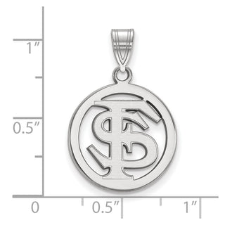 Sterling Silver Rhodium-plated LogoArt Florida State University F-S Medium Circle Pendant