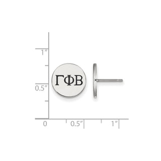 Sterling Silver Rhodium-plated LogoArt Gamma Phi Beta Sorority Greek Letters Black Enamel Post Earrings