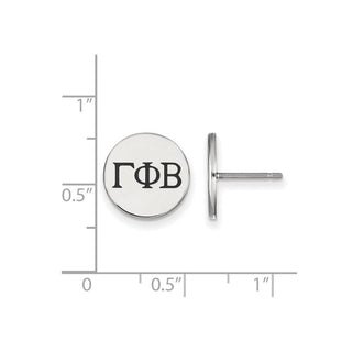 Sterling Silver Rhodium-plated LogoArt Gamma Phi Beta Sorority Greek Letters Black Enamel Post Earrings