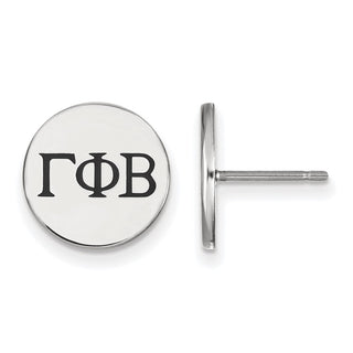 Sterling Silver Rhodium-plated LogoArt Gamma Phi Beta Sorority Greek Letters Black Enamel Post Earrings