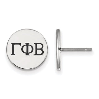 Sterling Silver Rhodium-plated LogoArt Gamma Phi Beta Sorority Greek Letters Black Enamel Post Earrings