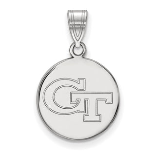 14k White Gold LogoArt Georgia Institute of Technology G-T Medium Disc Pendant