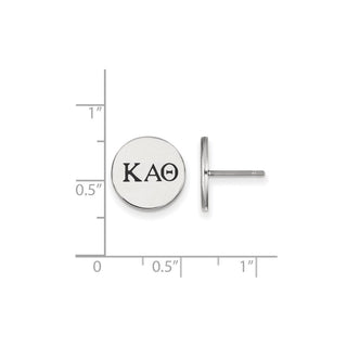Sterling Silver Rhodium-plated LogoArt Kappa Alpha Theta Sorority Greek Letters Black Enamel Post Earrings