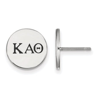 Sterling Silver Rhodium-plated LogoArt Kappa Alpha Theta Sorority Greek Letters Black Enamel Post Earrings
