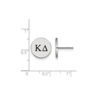 Sterling Silver Rhodium-plated LogoArt Kappa Delta Sorority Greek Letters Black Enamel Post Earrings