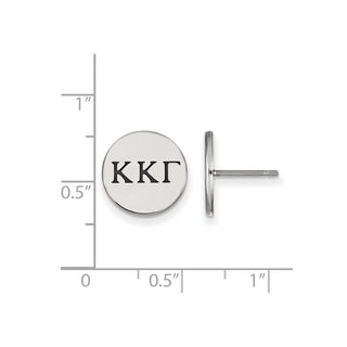Sterling Silver Rhodium-plated LogoArt Kappa Kappa Gamma Sorority Greek Letters Black Enamel Post Earrings