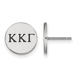Sterling Silver Rhodium-plated LogoArt Kappa Kappa Gamma Sorority Greek Letters Black Enamel Post Earrings