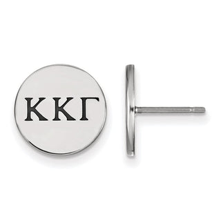 Sterling Silver Rhodium-plated LogoArt Kappa Kappa Gamma Sorority Greek Letters Black Enamel Post Earrings