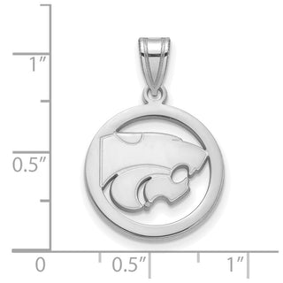 Sterling Silver Rhodium-plated LogoArt Kansas State University Wildcat Medium Circle Pendant