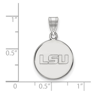 Sterling Silver Rhodium-plated LogoArt Louisiana State University L-S-U Medium Disc Pendant