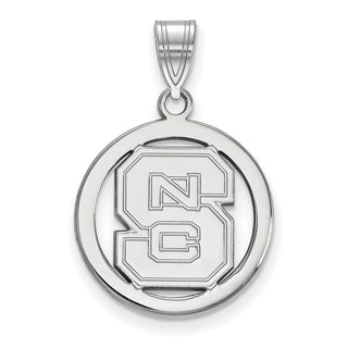 Sterling Silver Rhodium-plated LogoArt North Carolina State University N-C-S Small Circle Pendant