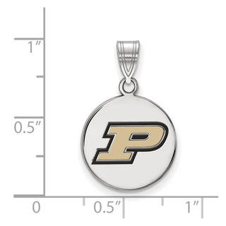 Sterling Silver Rhodium-plated LogoArt Purdue University Letter P Medium Enameled Disc Pendant