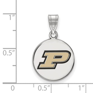 Sterling Silver Rhodium-plated LogoArt Purdue University Letter P Medium Enameled Disc Pendant