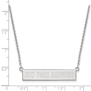 Sterling Silver Rhodium-plated NHL LogoArt New York Rangers Small Bar 18 inch Necklace