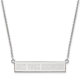 Sterling Silver Rhodium-plated NHL LogoArt New York Rangers Small Bar 18 inch Necklace