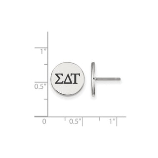Sterling Silver Rhodium-plated LogoArt Sigma Delta Tau Sorority Greek Letters Black Enamel Post Earrings