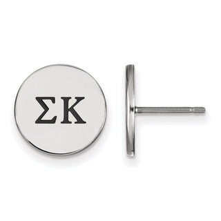 Sterling Silver Rhodium-plated LogoArt Sigma Kappa Sorority Greek Letters Black Enamel Post Earrings