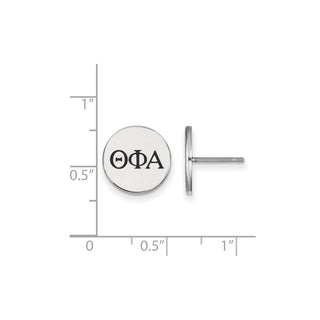 Sterling Silver Rhodium-plated LogoArt Theta Phi Alpha Sorority Greek Letters Black Enamel Post Earrings