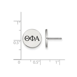 Sterling Silver Rhodium-plated LogoArt Theta Phi Alpha Sorority Greek Letters Black Enamel Post Earrings